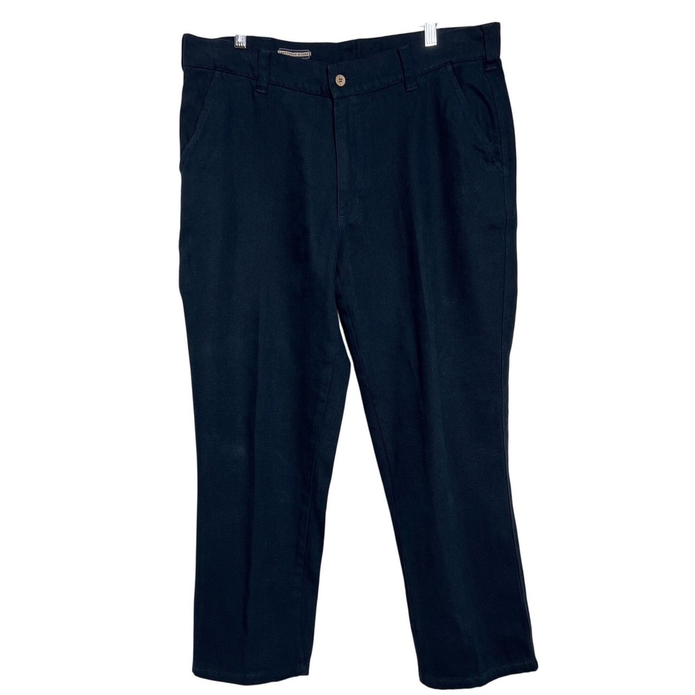 Southern Marsh Canvas Pants Mens 34x30 Navy Blue Duck Cloth Suede Trim Chino E01